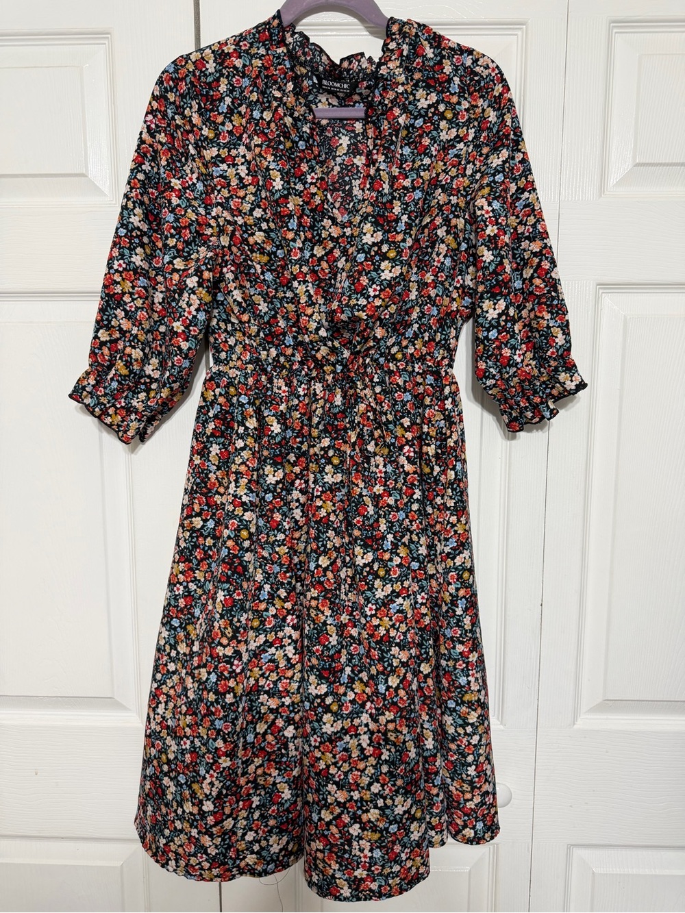 Bloomchic Floral midi stretch dress 3/4 sleeves size 14-16
